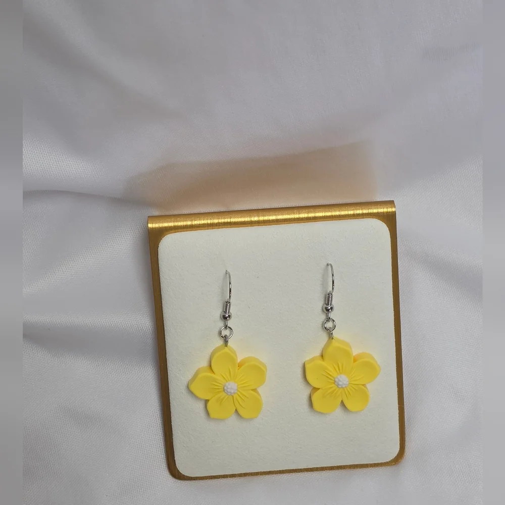 Yellow & White Flower Polymer Clay Earrings